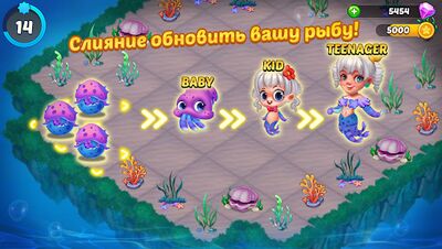 Скачать Merge Mermaids-design home&create magic fish life. (Взлом Много денег) версия 2.4.0 на Андроид